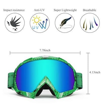 Dirt Bike ATV Goggles 2 Pack - color: Spider Green Frame + Black Frame