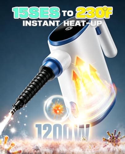 POPCHOSE Handheld Steam Cleaner, 3s Instant Heat with 650ML Large Tank - color: White-Blue