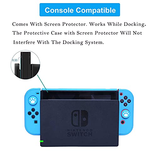Dockable Case for Nintendo Switch - COMCOOL 3 in 1 Protective Cover Case for Nintendo Switch and Joy-Con Controller with Screen Protector and Thumb grips - Sky Blue - color: Sky Blue