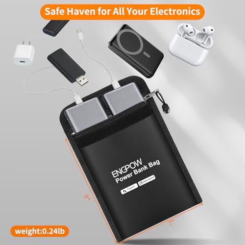 ENGPOW Fireproof Organizer Travel Safe Bag, Portable Electronic Carry Case - size: 9'' x 7''