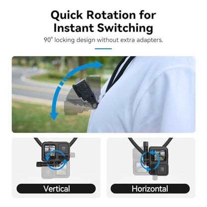 TELESIN Neck Mount SE 2.0 with Air Cushion, Adjustable Chest Strap and Neck Mount for Hands-Free POV Vlogging for GoPro Hero 13/12/11/10/9, Insta 360 X5/X4/Ace Pro 2 / Osmo 360 Nano Action 6/5 Pro/4/3 - style: Neck Mount Se 2.0 Black