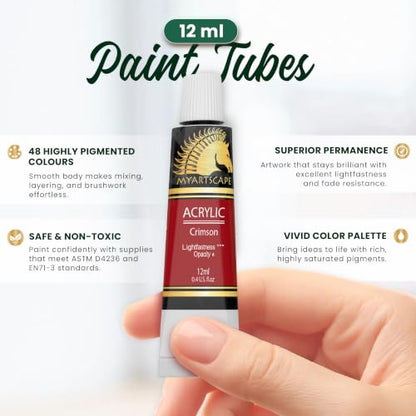 MyArtscape Heavy Body Acrylic Paint Set - 48 x 12ml Acrylic Paint