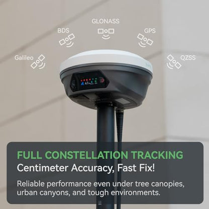 E1 Pro RTK GNSS Surveying Equipment, GNSS RTK GPS with IMU Rover Receiver, GPS RTK with Larger HD Color Screen and Handheld Collector, 1cm Accuracy, 60° Tilt Survey, 15km UHF Range - style: E1 Pro
