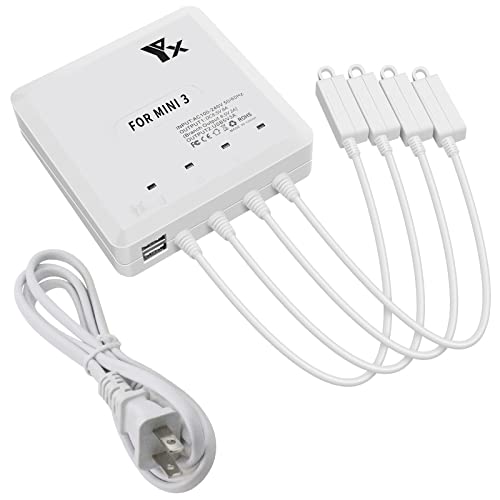 Battery Charger for DJI Mini 4 & Mini 3 Pro Drone, 6 in 1 Rapid Multi Charging Hub, Simultaneous Charge 4 Batteries
