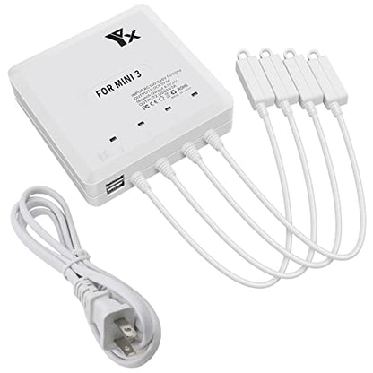 Battery Charger for DJI Mini 4 & Mini 3 Pro Drone, 6 in 1 Rapid Multi Charging Hub, Simultaneous Charge 4 Batteries