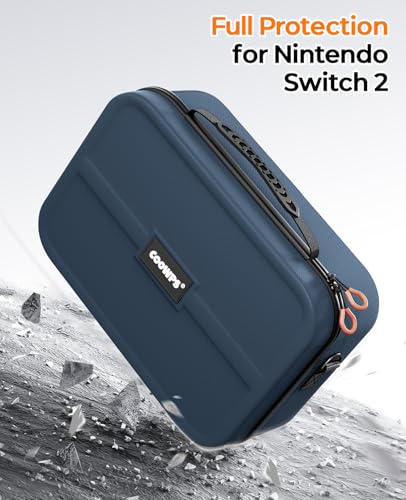 COOWPS for Nintendo Switch 2 Case, 2-Pack Screen Protectors, 6 Thumb Grips - color: Navy Blue