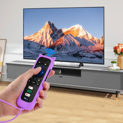 Remote Control Cover TV Remote Cover Universal Remote Case Glow Sleeve with Lanyard for Smart TV Remote Holder - color: Purple