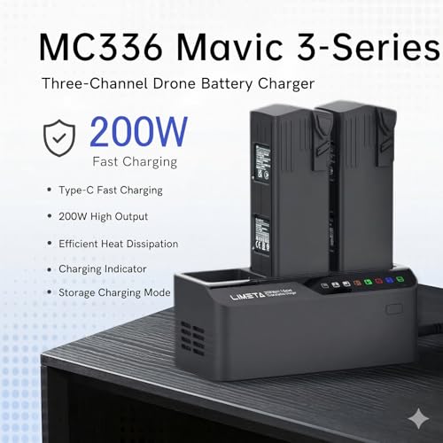 200W Fast Charging Hub for DJI Mavic 3 3pro Classic/Cine/Enterprise Battery and Controller, Three-Channel Parallel, Mavic 3 Pro Battery Charger with Discharge Storage, Drone Accessories