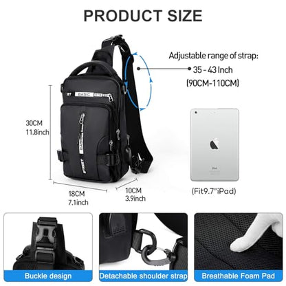 Small Black Sling Bag, Anti-Theft Motorcycle Backpack, One Strap Chest Bag - color: A1-black-small