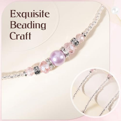 Beaded Teacher Lanyard with Retractable Badge Reel, Pink - color: Pink