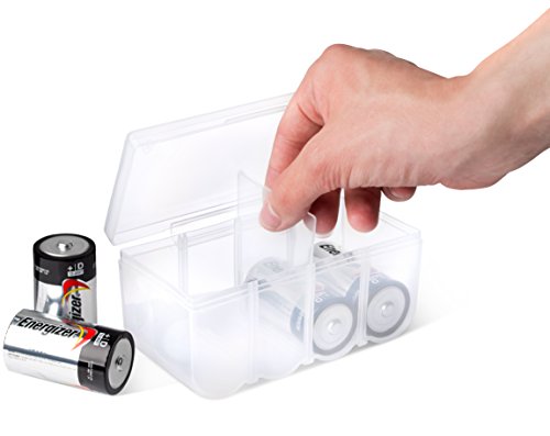 GlossyEnd Set of 4 - Two C and Two D Battery Storage Box, Battery Storage Case, Battery Holder Clear (C - D) - size: C - D