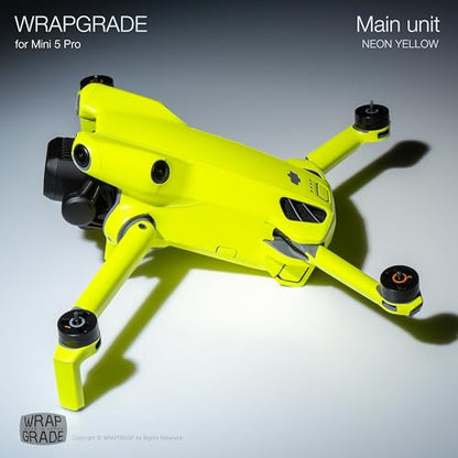 WRAPGRADE Skin Stickers Compatible with DJI Mini 5 Pro (Neon Yellow) - color: Neon Yellow