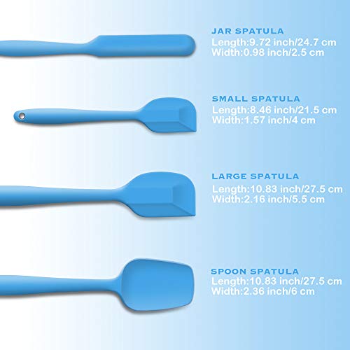 4-Piece Silicone Spatula Set with Stainless Steel Core, Blue - color: Blue