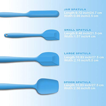 4-Piece Silicone Spatula Set with Stainless Steel Core, Blue - color: Blue