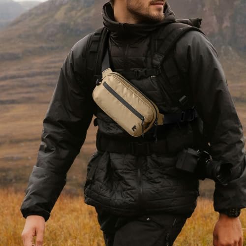 tomtoc 1.5L Sling Bag with RFID Blocking Crossbody Chest Pack for Men Women - color: Khaki, size: 1.5L