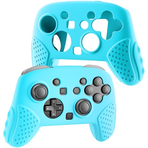 FUNDIARY Silicone Case for Nintendo Switch 2 Pro Controller, Shock-Absorption and Anti-Scratch Accessories for Switch 2 Pro with Soft Full Protective Cover and Comfortable Ergonomic Grip Design - Blue - color: Blue