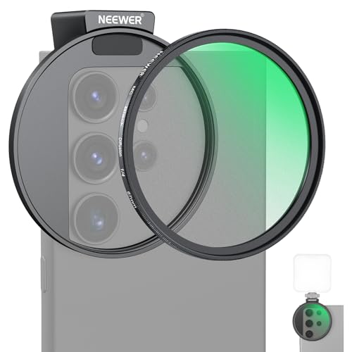 NEEWER 67mm Black Diffusion 1/4 Filter for Mist Cinematic Effect & Cold Shoe Phone Clip, Pouch & Lens Cleaning Cloth, Compatible with iPhone 17 16 16e 15 Pro Max Android Samsung Galaxy S26 Ultra - style: 1/4 Black Diffusion Filter