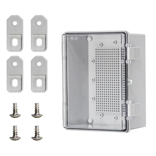 Electrical Junction Box Waterproof Outdoor Box Wall Brackets for Power Project Weatherproof Plastic Enclosure for LED Lights, Solar Panels, and Surveillance Cameras Clear (8"x6.1"x3.9") - color: Clear, size: 8"x6.1"x3.9"