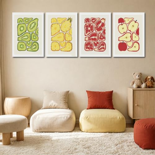 DOTSOPS 4Pcs Fruit Slices Diamond Painting Kits for Adults Round Full Drill - color: Fruit slices