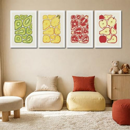 DOTSOPS 4Pcs Fruit Slices Diamond Painting Kits for Adults Round Full Drill - color: Fruit slices