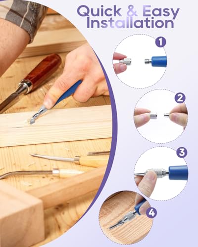 UCEC Blue 6-Blade Linocut Carving Kit for Block Printing & Stamp Making - color: 1pc Linoleum Knife(blue)