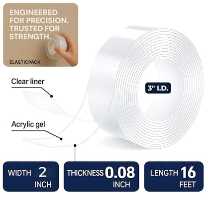Double Sided Nano Tape, 2 in Wide, Heavy Duty Wall Mounting, Heat Resistant