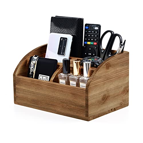 BONNY DODO Remote Control Holders Organizer Box for Table Small Solid Wooden Desk Farmhouse Home Decor Caddy Basket Store Tv Remote for Media Player,Pencil,Glassees&Office Supplies (Brown-M, M) - color: Brown, size: M