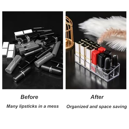 Clear Acrylic Lipstick Lip Gloss Organizer 12 Slots Cosmetic Display Holder for Nail Polish Essential Oil - color: 12 Slots