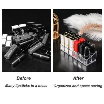 Clear Acrylic Lipstick Lip Gloss Organizer 12 Slots Cosmetic Display Holder for Nail Polish Essential Oil - color: 12 Slots
