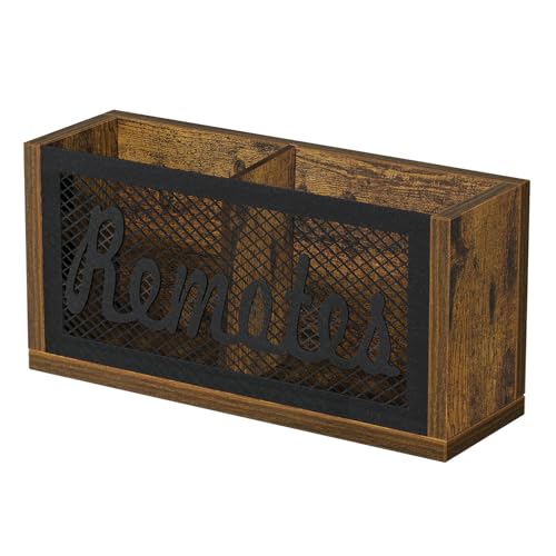 YINMIT Remote Control Holder,2-Slot TV Remote Caddy,Wall Mount and Tabletop - color: Rustic Brown - Style A, size: Small