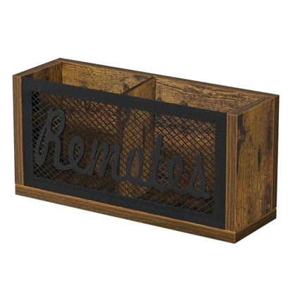 YINMIT Remote Control Holder,2-Slot TV Remote Caddy,Wall Mount and Tabletop - color: Rustic Brown - Style A, size: Small