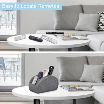 FINTIE Remote Control Holder with 5 Compartments Vegan Leather - color: Gray