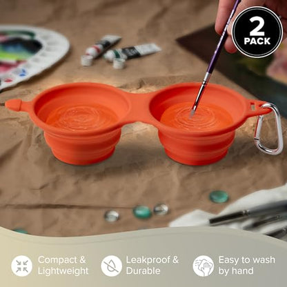 Silver Brush Limited Silver Essentials Paintbrush Water Bowl, 230ml/7.8oz - size: Double 230ml