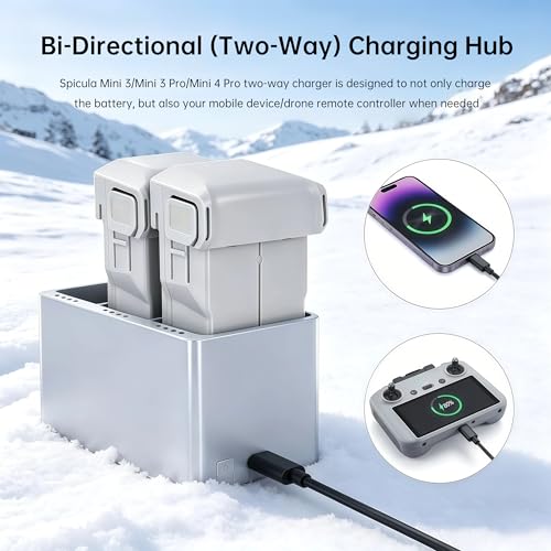Mini 3 Pro Battery Charger Kit 2 Replacement Mini 4 Pro Drone Flight Batteries (3850mAh) and a 3 Bay Bidirectional Charging Hub Compatible with DJI Mini 3, 3 Pro, and 4 Pro Drones