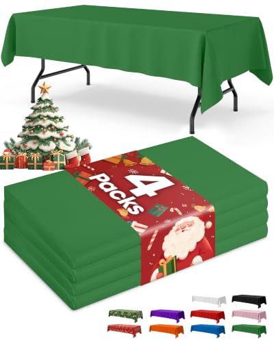 Niuara Green Plastic Table Cloth Disposable, 4 Pack, 54 x 108 in - color: Green, size: 54" x 108" - 4 Packs