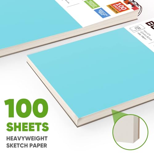 Soucolor Sketch Book 9x12,Thick Drawing Paper Pad School Art Supplies - color: Blue, size: 9" x 12" (Pack of 1)