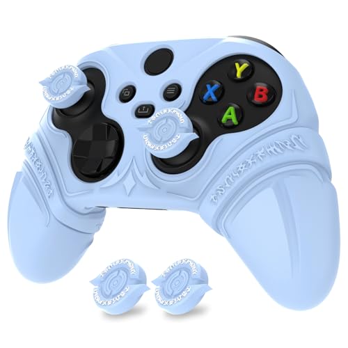 PlayVital Silicone Controller Cover for Xbox Series X/S with Thumbstick Cap & Sticker- Runes Edition Anti-Slip Grip Skin, Shockproof Protector for Xbox Core Wireless Controller(Blue) - color: Blue