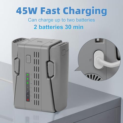 Hanatora Parallel Two-Way Charger with Storage Charge for DJI Neo 2 Battery,45W Rapid Charging Hub,Charge Two Batteries Drone Accessories