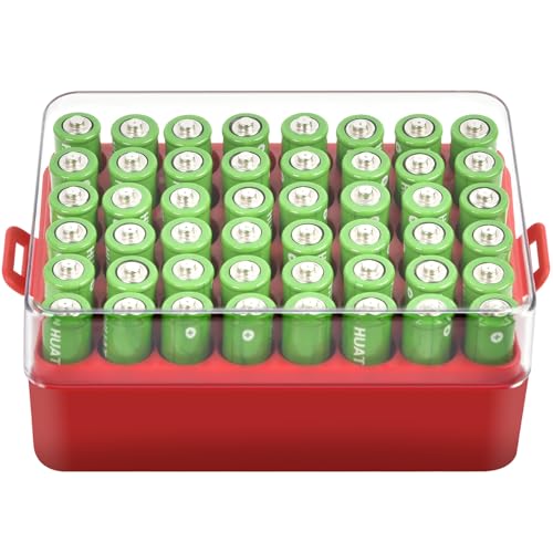 ALCYON Plastic Battery Storage Organizer for 48 AA Batteries - color: Red, size: Large 48+AA Batteries