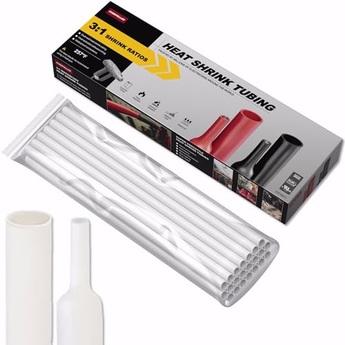 CUBEFELLER® 3:1 Ratio 3/32 Inch (2.4mm) White Heat Shrink Tubing - 20ft (6.1M Total Length), Marine Grade Waterproof Adhesive Lined, Insulation Sealing Oil-Proof Wear-Resistant,ET2024W - color: White, size: 2.4mm (3/32") - 20ft