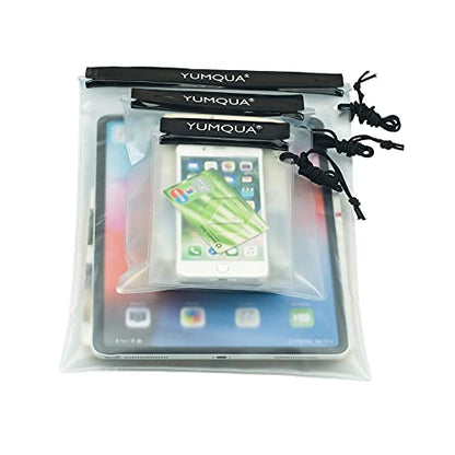 YUMQUA Waterproof Pouch Dry Bags Document Map Holder for Water Sport 3PACK - color: Black