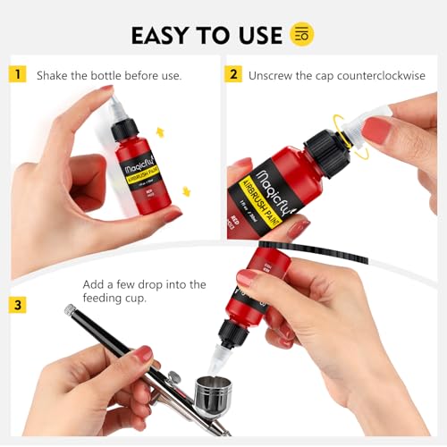 Magicfly Airbrush Paint, 16 Colorsx30ml Air Brush Paint, Airbrush Paint Set