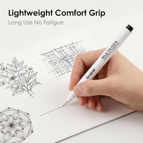 Grabie Micro Fineliner Pens, 6 Black Waterproof Drawing Pens - color: 6-Black