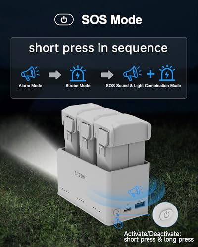 LKTOP Mini 5 Pro/4 Pro/3 Pro/3 Battery Charging Hub Kit, Replacement DJI Mini 5/4/3 Series, SKYROVER X1 Drone Fast Hub with 65W Portable Charger, with Storage LED Alarm Mode (Charge 1 Battery: 47min) - style: Hub + 65W Charger