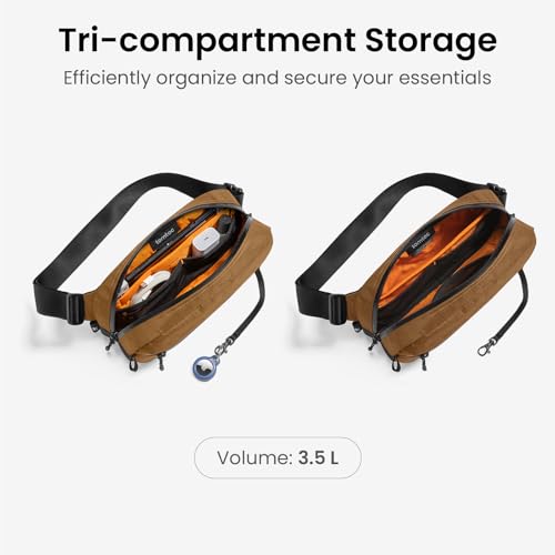 tomtoc 3.5L X-Pac Sling Bag with RFID Blocking Crossbody Pack for Men Women - color: X-Pac Brown, size: 3.5L
