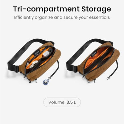 tomtoc 3.5L X-Pac Sling Bag with RFID Blocking Crossbody Pack for Men Women - color: X-Pac Brown, size: 3.5L