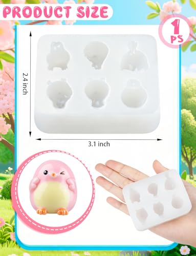 Mini Cute Tit Birds Figurines Silicone Mold (6-Cavity) - color: 1 Pc Tit Birds White