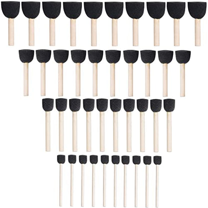 WAFJAMF 40 Pcs Round Sponges Brush Set 4 Sizes DIY Painting Tools Black - color: Black