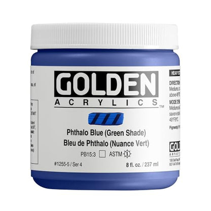 GOLDEN Heavy Body Acrylics, Phthalo Blue (Green Shade), 8 fl. oz. Jar