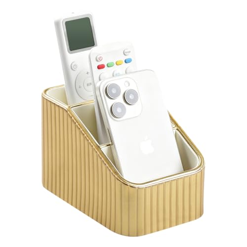 Remote Control Holder, PU Leather Nightstand Organizer, Gold - color: Gold